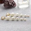 Mode élégante grande perle simulée longues boucles d'oreilles perles chaîne déclaration balancent boucles d'oreilles pour les femmes mariage fête bijoux cadeau