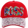 New Outdoor Sport Baseball Cap Spring Summer Fashion BOSS Letters Bling Adjustable Men Women Caps Fashion Hip Hop Hat ZZA13399