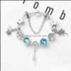 Charmarmband pärlstav armband nyckelglaspärlor märke armband för kvinnor lyxiga smycken blå ocean hjärtbra baby dhekg