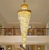 2022 Zwart / Goud Nieuw Ontwerp Grote Decoratieve Hoge Plafonds Kroonluchter Woonkamer Chrome Hanglamp Spiraal Tair LNG Modern Luxe Crystal