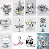 925 Silver Fit Pandora Charm 925 팔찌 정통 고양이 원사 공 매력 귀여운 동물 핏 매력 세트 펜던트 DIY 미세 구슬 보석