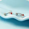 Stud 2022 Fashion Cute Red Clover Screw Cap Earring For Women 925 Sterling Silver Ear Jewelry Girl Party Accessories GiftStud Moni22