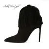 black suede fringe boots
