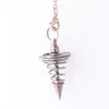 WOJIAER métal pendule Pendulo Radiestesia pendentif pour radiesthésie spirale cône or Rose pyramide pendule Reiki bijoux BO954