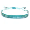 Link Chain America Cross Border Blue Color Square Beads Braided Rope Bracelet Creative Retro Simple Green Bead Push-pull