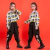Stage Wear Kid Hip Hop Clothing Print Crop Sweatshirt Lange Mouw Shirt Tactical Cargo Pants For Girl Jazz Dance Kostuum Kleding Streetwears Streetwears