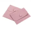 Bolsa de sobre de embalaje de regalo de joyería con cierre a presión Bolsas de regalo de joyería a prueba de polvo hechas de terciopelo perlado rosa azul colores