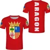 アラゴンI無料カスタムTシャツスペイン語アラゴン語Tシャツ旗紋章TシャツDiy Saragossa City Name Number T Shirt 220611