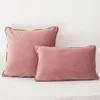 Piping Design Flesh Pink Velvet Cushion Cover Pillow Case Soft Throw Pudow Cover No Balling-Up utan att fylla 210401