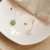 Pendant Necklaces Natural Emerald Round White/Green Wada Gold Necklace Ladies Elegant Wedding Party Fashion Jewelry Clavicle Chain GiftPenda