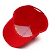 Chapeau de broderie MAGA Trump 2024 Casquette de baseball en coton rouge noir pour l'élection