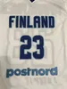 Xflsp 23 LAURI MARKKANEN SQUADRA NAZIONALE FINLANDIA Maglia da basket blu, bianca o personalizzata qualsiasi giocatore per qualsiasi nome Maglie da ricamo da uomo