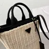 Basket Designer Women Borsebags cesto funzionale Lettering triangolare tag totani tote woven woven maniglia doppia in tela di cotone in tela in tela di cotone