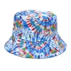 Chapeau de pêcheur d'été, seau réversible pour femmes et hommes, casquette Hip Hop de rue, imprimé de teinture arc-en-ciel