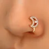 Klip z cyrkonem na pierścieniu nosowym Diamentowy miedź Nonking Body Biżuter Heart Moon Star Nose Clips dla kobiet i dziewcząt
