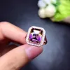 Cluster Rings Simple Princess Square Natural Amethyst Lady Ring 925 Silver Novel Craftsmanship Beautiful Colors.Cluster