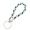 DIY Leather Braided Woven Keychain Rope Rings Circle Pendant Key Chains Holder Car Keyrings Jewelry Accessories Gift
