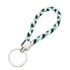 Leather Braided Woven Keychain Fit DIY Rope Rings Circle Pendant Key Chains Holder Car Keyrings Accessories Gift Wholesale