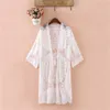 Summer Swimsuit Lace Hollow het Bikini Cover Up 34 Sleeve Women Tops Swimwear Dress White Beach Tunic Shirt 220707