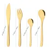 مجموعات أدوات المسطحات 2/4/6SET MIRROR GOLD TABLERAY CATLERY 304