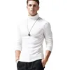 Maglioni da uomo Primavera e autunno Pullover tono di base da uomo Tempo libero Tinta unita Manica lunga Collo alto Vestibilità slim T-shirt con fondo elastico