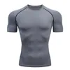 Compression T-shirt à séchage rapide Hommes Courir Sport Skinny T-shirt court Homme Gym Fitness Bodybuilding Entraînement Noir Tops Vêtements 2285p