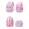 Cartoon Star Printing Girls School ryggsäckar Barn skolväska för tjejprinsessor ryggsäck med lunchfodral barnsäckar