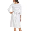 Ruffles Maternity Dress Pregnant Clothes Striped Flare Sleeve High waist Mermaid Baby Shower Pregnancy Dresses Womens Clothing G220309