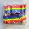 Färgglad regnbåge Flaggandpetare Lesbisk gay stolthet hbt flaggor tandpetare 100 st/set banner eko vänlig träfruktprodukter bh7243 tqq