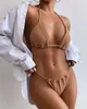 Été Sexy solide Mirco Bikini ensembles femmes cravate côté string string maillot de bain femme pansement maillot de bain brésilien maillots de bain Biquini S-XL