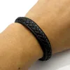 Bracelets porte-bonheur mode chaîne en acier inoxydable noir/marron Bracelet en cuir véritable hommes Vintage mâle tresse bijoux pour femmes homme bouddha orthèse