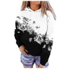 Damen Hoodies Sweatshirts Blumen Frauen Patchwork Kapuze -Sweatshirt Herbst Winter Warm langhülsen gedruckte weibliche Kordelpullover zu