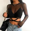 Camis Women Tanks Bright Green Fishnet Crop Top Summer Mesh through Tank Women Fashion Femme Tops Cropped Loose Shirt Female Clubwea dfg56