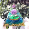 Decoração de casa arte artesanato gerador de energia orgone pirâmide ametista peridoto cura cristal natural reiki chakra gerador orgonite pyr6582567