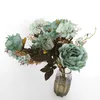 Décoratif Fleurs Couronnes Têtes Style Européen Soie Artificielle Pivoine Hortensia Rose Dahlia Herbe Ensemble Pour La Maison El Mariage Bureau Jardin De