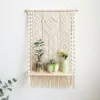 Handgjorda Dekorativa Bomull Rope Macrame Vävning Vägg Hängande Arrangör Hylla För Planter Hängare Boho Heminredning