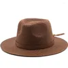 Szerokie brzegi czapki moda Panama dla kobiet mężczyzn 6 kolorów Jazz Fedoras Cooling Sun Summer Trzych Elegancki damski kapelusz hurtowy elob22