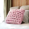 Square Chunky wełniane poduszki ręcznie robione na drutach poduszki insnordic plecione poduszka do dekoracji pokoju dla dzieci sofa na łóżko poduszki 220507