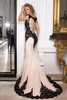 Party Dresses Gorgeous Black Lace Mermaid Evening Gowns Long Sleeveless Jewel Neck Sheer Back Wedding Appliqued