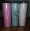 sublimering 20oz glitter skinny tumbler dubbelvägg glittrig slim tumbler med halmlock skimmer vatten tumblers