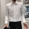 2022 가을 3D 폴카 점 셔츠 남자 패션 슬림 긴 소매 캐주얼 셔츠 비즈니스 드레스 셔츠 스트리트웨어 카미사 남성