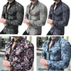 Men's T-Shirts Men Fashion Casual Shirt Long Sleeve Floral Printing Slim Fit Male Social Business Dress Fitness Sports ClothingMen's Imon22