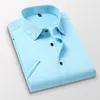 BROWON Smart décontracté chemise d'été hommes à manches courtes col rabattu affaires hommes chemises habillées Anti-rides facile d'entretien 220322