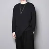 メンズTシャツ秋と冬の暗いデザインパーソナリティの感覚不規則な裾の長袖の丸い首のTシャツメンズアンダー