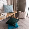 Coussin/Oreiller décoratif Nordic Solid Cover 18" Double Cable Knit Diamond Cushion Cove Bleu Vert Foncé Turquoise Ivoire Bouton 45cm Sof