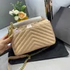 حقيبة يد مصممة 5A حقيبة يد للنساء Crossbody Crossbody حقيقية جلدية مبطن الحقائب الكتف المتحمل للسيدات سلسلة قفل القابض الفاخرة عبر الجسم