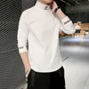 カシミアTシャツメンズ長袖刺繍レターTシャツHomme Turtleneck StreetwearカジュアルTシャツ男性ファッションTシャツ220813