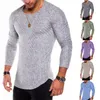 Spring Men T -shirts plus maat lange mouw gestreepte t -shirt casual oneck solide t -shirt elastische fitness tops 201116