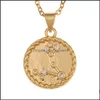 قلادة قلادة 12 قلادة كوكبة الذهب عملة معدنية سحر النجمة علامة التنجيم للنساء المجوهرات الأزياء 22 DHKU4