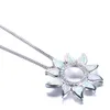 Pendant Necklaces Boho Female Blue White Opal Necklace Silver Color Chain For Women Cute Elegant Sunflower Wedding NecklacePendant